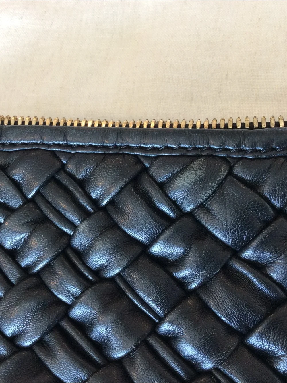 Clare V. Moyen Messenger Black Puffy Woven Leather Crossbody Bag